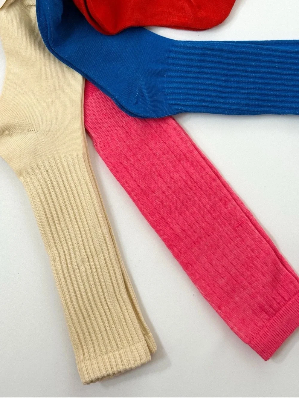 Size 5-8 ❤️ Slouch Socks Unisex Fashion Long 4 Pairs Pink Blue Ivory Red
